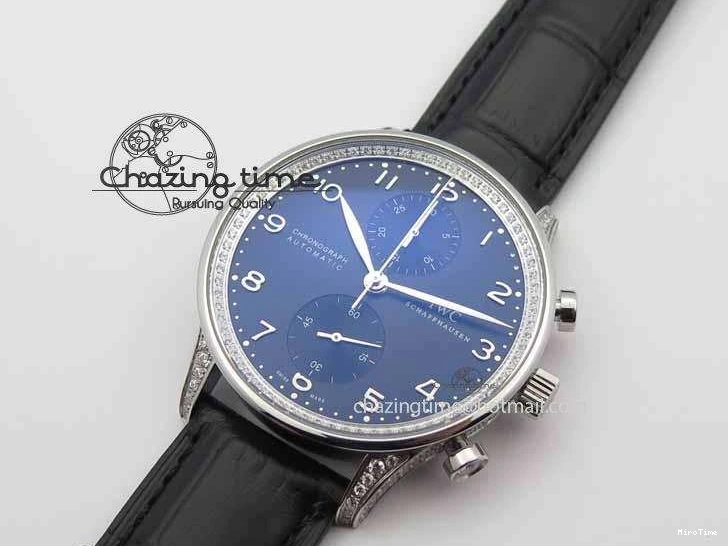 MIROTIME 0415 Portuguese IW3714 Diam ZF V2 1:1 Best Edition Black Dial On Black Leather Strap A79350 (Slim Movement) Lightweight 7245